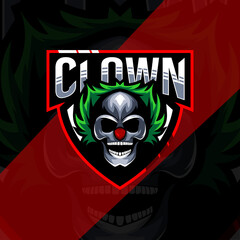 Head clown mascot logo esport template © Immidesign
