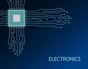 Circuit board cpu. Blue electronics background with line. circuit board pattern technology. vector illustration in flat.
