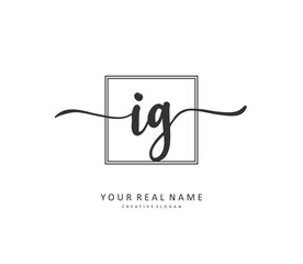 IG Initial letter handwriting and signature logo. A concept handwriting initial logo with template element.