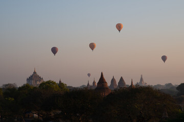 pagoda and ballon in Myanmar