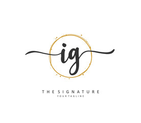 IG Initial letter handwriting and signature logo. A concept handwriting initial logo with template element.