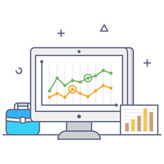 
Editable flat outline design of online stock market icon
