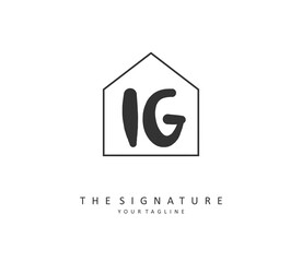 IG Initial letter handwriting and signature logo. A concept handwriting initial logo with template element.