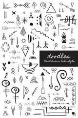 Boho hand drawing doodle collection vector illustration