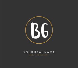 BG Initial letter handwriting and signature logo. A concept handwriting initial logo with template element.