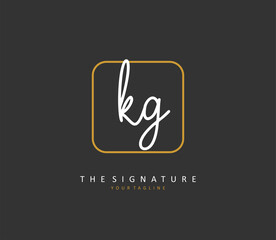 KG Initial letter handwriting and signature logo. A concept handwriting initial logo with template element.