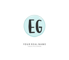 EG Initial letter handwriting and signature logo. A concept handwriting initial logo with template element.