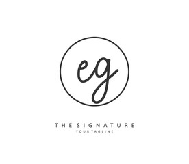 EG Initial letter handwriting and signature logo. A concept handwriting initial logo with template element.