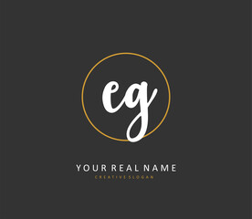 EG Initial letter handwriting and signature logo. A concept handwriting initial logo with template element.