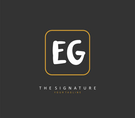 EG Initial letter handwriting and signature logo. A concept handwriting initial logo with template element.