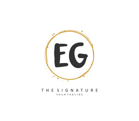 EG Initial letter handwriting and signature logo. A concept handwriting initial logo with template element.