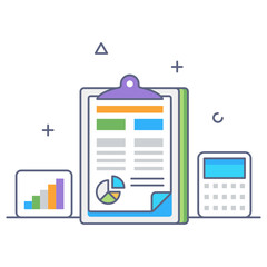 
Flat outline concept icon of balance sheet
