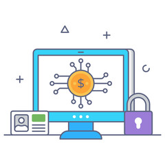 
Flat outline vector of digital money
