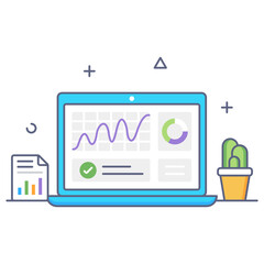 Fototapeta premium A trendy flat outline vector of online data analytics 