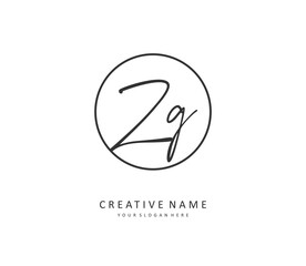 ZG Initial letter handwriting and signature logo. A concept handwriting initial logo with template element.