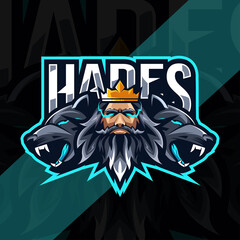 Obraz premium Hades with Cerberus mascot logo esport template design