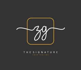 ZG Initial letter handwriting and signature logo. A concept handwriting initial logo with template element.