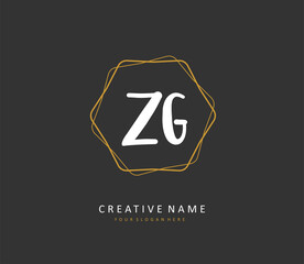 ZG Initial letter handwriting and signature logo. A concept handwriting initial logo with template element.
