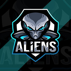 Aliens mascot logo esport template design