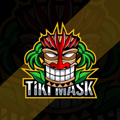 Tiki mask mascot logo esport design