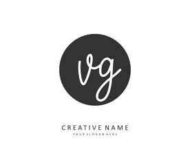VG Initial letter handwriting and signature logo. A concept handwriting initial logo with template element.