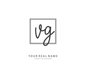 VG Initial letter handwriting and signature logo. A concept handwriting initial logo with template element.