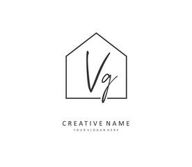 VG Initial letter handwriting and signature logo. A concept handwriting initial logo with template element.