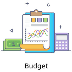 
Business document with number cruncher, budget accounting icon
