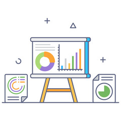 Obraz premium Flat outline icon of business presentation 