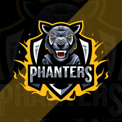 Cute black panther mascot logo esport template