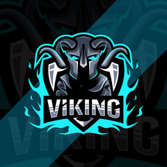 Cute viking mascot logo template design