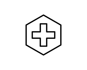 Medical cross line icon. Vector symbol in trendy flat style on white background. Medical cross sing for design.