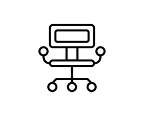 Office chair flat icon. Thin line signs for design logo, visit card, etc. Single high-quality outline symbol for web design or mobile app. Office chair outline pictogram.