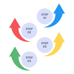 Business data representation through arrows infographic in flat icon