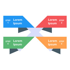 Business data representation through arrows infographic in flat icon