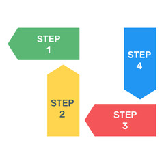 Business data representation through arrows infographic in flat icon