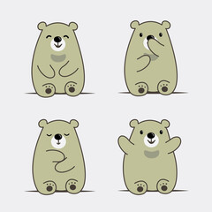 Cute bear cartoon character. Cute wildlife animal vector illustration.Good for kids graphic resources.