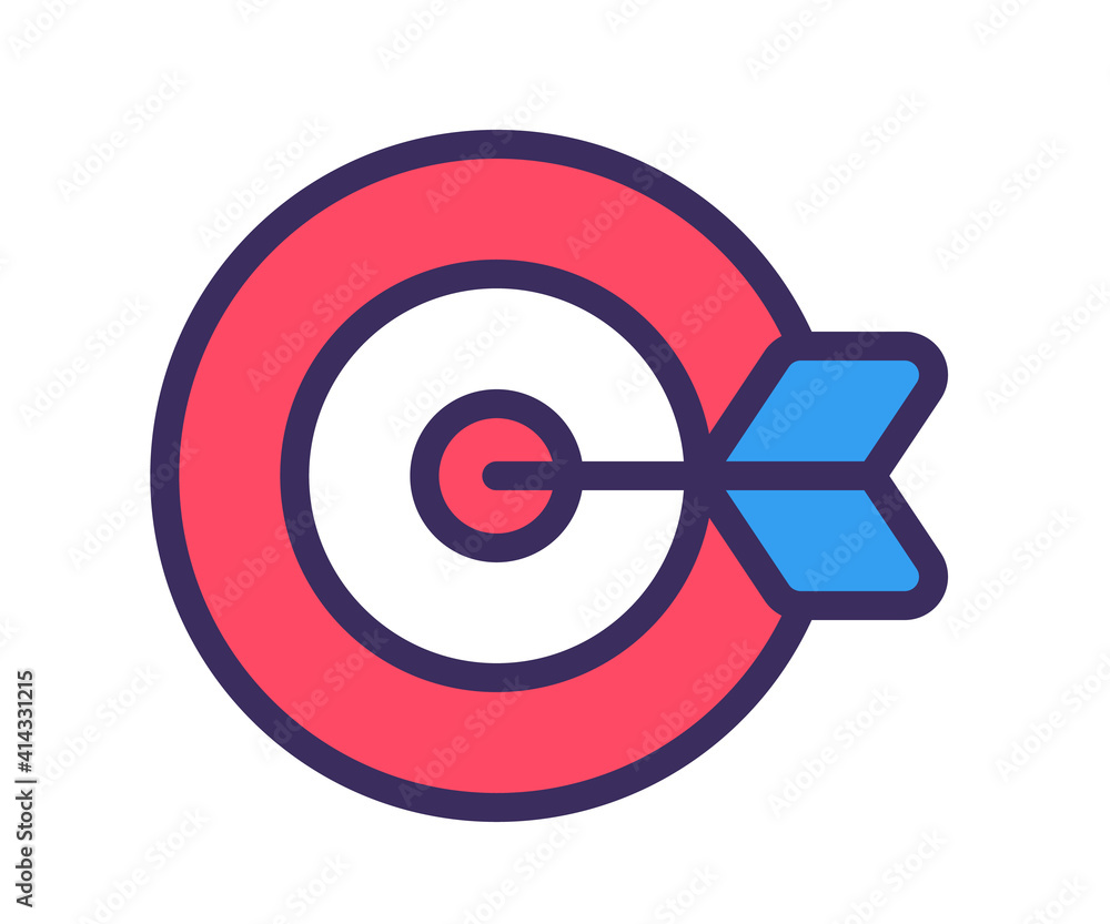 Poster goal objective target single isolated icon with filled line style