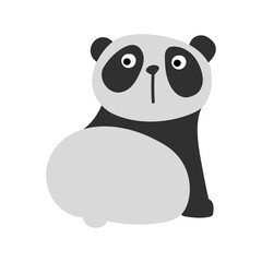Cute panda isolated on white background in flat and doodle style. Cartoon bear vector illustration.