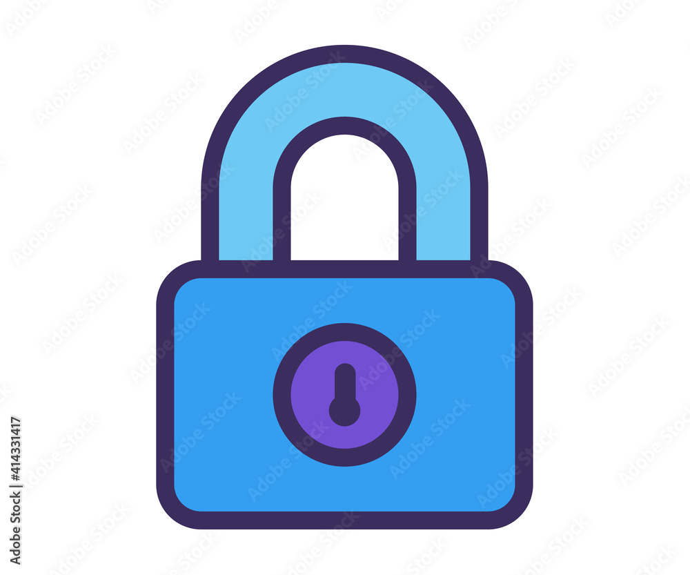 Poster padlock security protect single isolated icon with filled line style