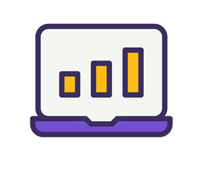 laptop graphic chart single isolated icon with filled line style