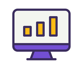 monitor statistic dashboard single isolated icon with filled line style