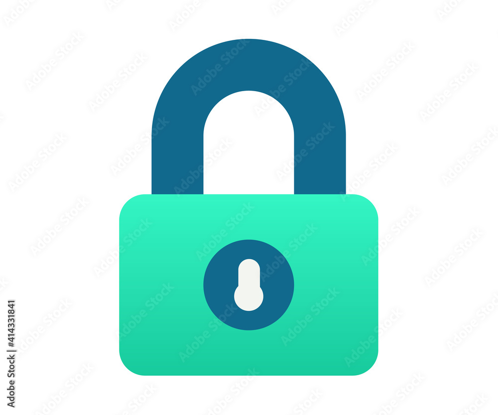 Poster padlock security protect single isolated icon with gradient style