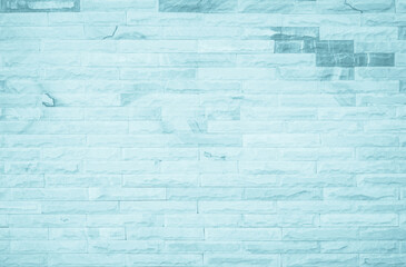 Pastel Blue and White brick wall texture background. Brickwork painted of blue color interior rock...