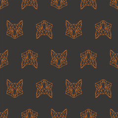 Natural seamless pattern. Gray background with geometric foxes. Print for fabric. Vector illustration.	
