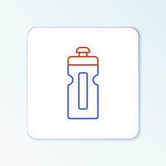 Line Fitness shaker icon isolated on white background. Sports shaker bottle with lid for water and protein cocktails. Colorful outline concept. Vector.
