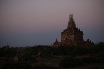 a big pagoda at the sunset moment