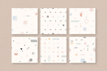 Beige Memphis seamless pattern vector set