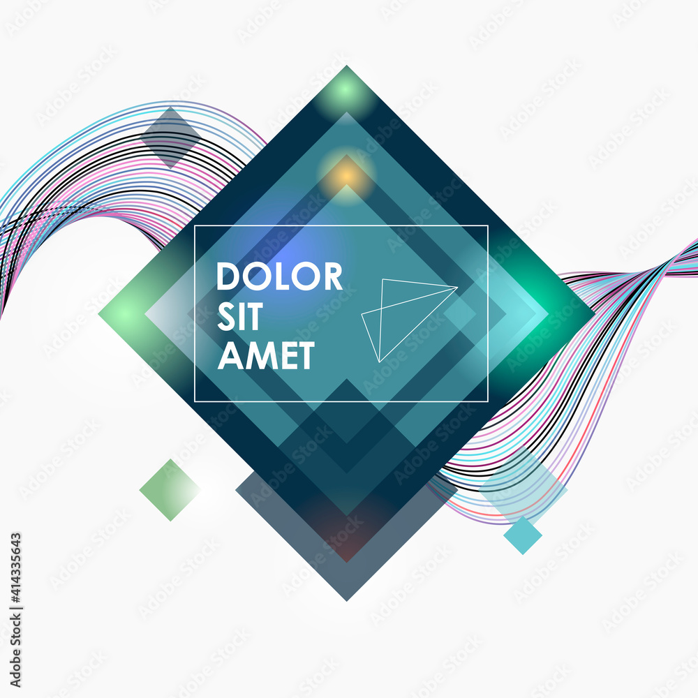 Aufkleber Modern abstract brochure template with smooth lines and squares. Colorful geometric background, vector illustration. Abstract vector background