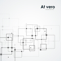 Modern technology illustration with square mesh. Digital geometric abstraction with lines points